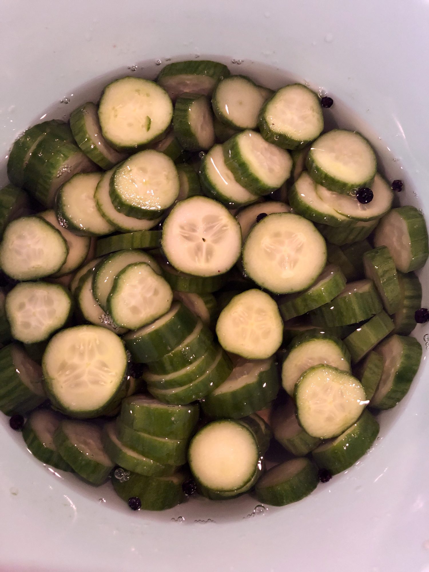 Cucumbers soaking in vinegar mixture Fit Fab Fodmap